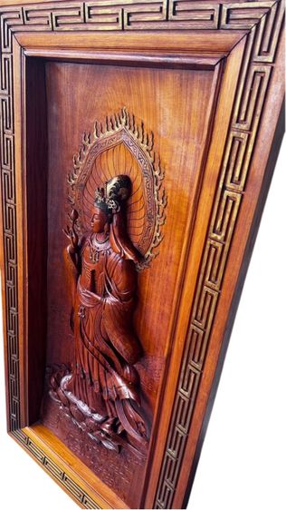 พระแม่กวนอิมไม้สักแกะสลัก3มิติ รูปที่ 7