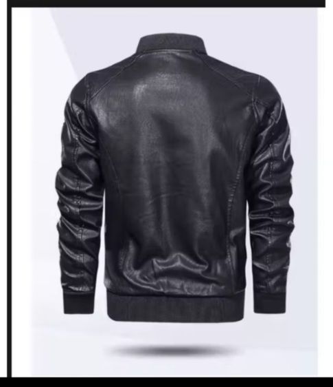 เสื้อแจ็คเก็ตนักบิน เสื้อแจ็คเก็ตหนังPu บุกำมะยี่ เสื้อกันหนาวลำลอง แฟชั่นผู้ชาย ไซส์ M-2xl รูปที่ 2