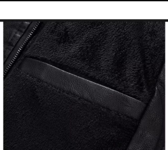 เสื้อแจ็คเก็ตนักบิน เสื้อแจ็คเก็ตหนังPu บุกำมะยี่ เสื้อกันหนาวลำลอง แฟชั่นผู้ชาย ไซส์ M-2xl รูปที่ 3