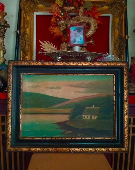 อังกฤษ วาดฝีมือด้วยสีน้ำมันบนผ้าแคนวาสกรอบไม้เก่าโบราณเดิมสภาพเยี่ยม รูปที่ 8