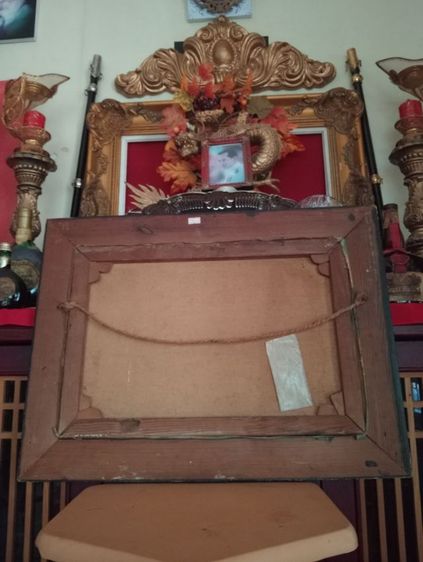 อังกฤษ วาดฝีมือด้วยสีน้ำมันบนผ้าแคนวาสกรอบไม้เก่าโบราณเดิมสภาพเยี่ยม รูปที่ 5