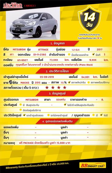 Mitsubishi Attrage 2017 1.2 GLX Sedan เบนซิน ไม่ติดแก๊ส เกียร์ธรรมดา เทา รูปที่ 2