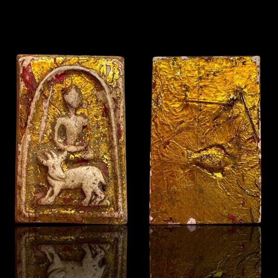 ชุดพระ สมเด็จพิมพ์ใหญ่ ทรง 12 นักษัตร ลงรักปิดทองเก่า หลังปลากับตะกรุด เนื้อผง 12 องค์ รูปที่ 13