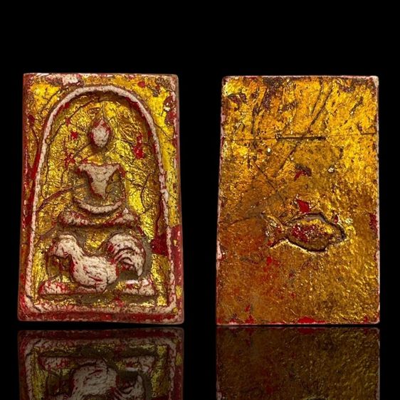 ชุดพระ สมเด็จพิมพ์ใหญ่ ทรง 12 นักษัตร ลงรักปิดทองเก่า หลังปลากับตะกรุด เนื้อผง 12 องค์ รูปที่ 5