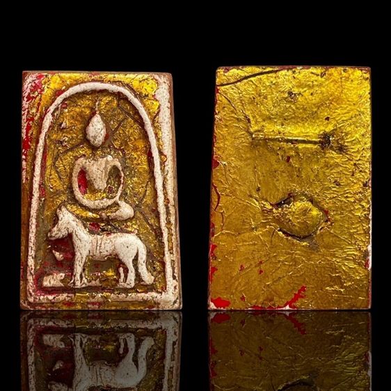 ชุดพระ สมเด็จพิมพ์ใหญ่ ทรง 12 นักษัตร ลงรักปิดทองเก่า หลังปลากับตะกรุด เนื้อผง 12 องค์ รูปที่ 4