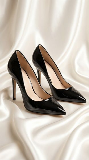 รองเท้าส้นสูงหนังแก้วสีดำ SIZE 11  รูปที่ 6