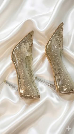 อื่นๆ หนัง PU UK 9.5 | EU 44 | US 11 อื่นๆ รองเท้าส้นสูงคริสตัล ใส แอปริคอท  ใส่ครั้งเดียว สภาพใหม่เอี่ยม