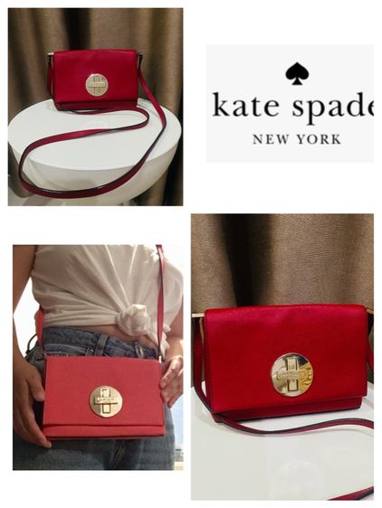 หญิง หนังแท้  กระเป๋าสะพายข้าง แท้ 💯Kate Spade New York รุ่น Newbury Lane Sally สีแดง 