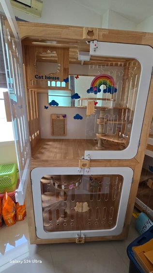 ตู้ไม้สำหรับน้องแมว 2 ชั้น