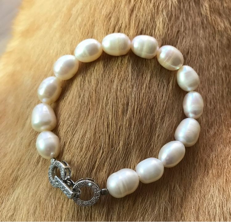 สร้อยข้อมือมุกน้ำจืดแท้  อินฟินิตี้ เพชรcz  รูปที่ 3