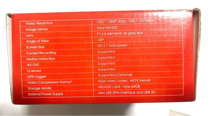 กล้องติดรถยนต์ รุ่น G1W-S VIOFO ของแท้ FULL HD 1080P SONY IMX323 รูปที่ 5