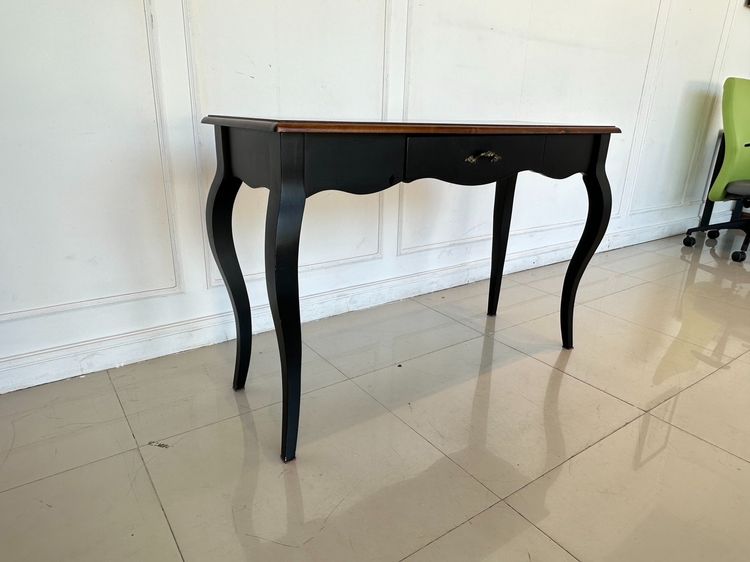 โต๊ะทำงานไม้จริง 1 ลิ้นชัก สไตล์วินเทจ มือจับทองเหลือง รูปที่ 3