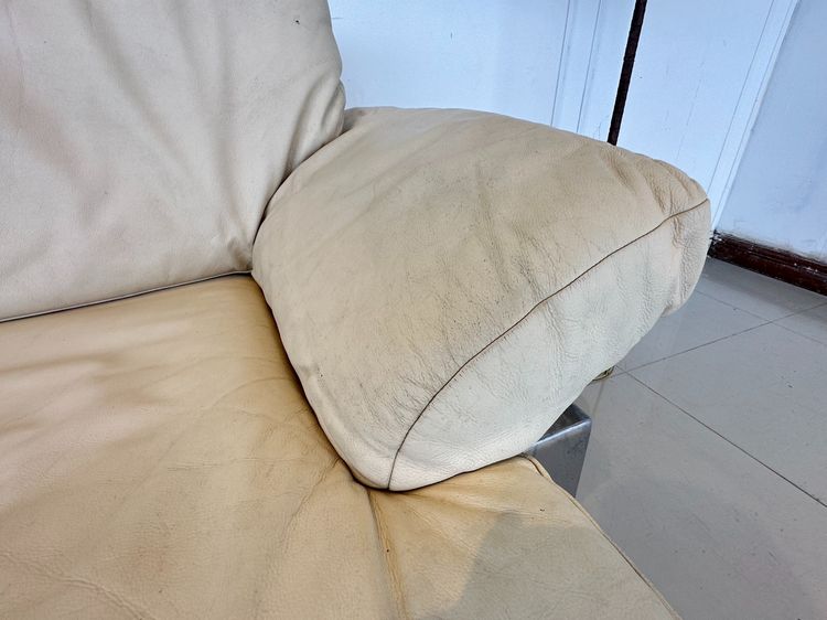 โซฟา 3 ที่นั่ง เบาะหนังแท้ผิวสัมผัส โครงขาเหล็กชุปโครมเมียม  รูปที่ 8