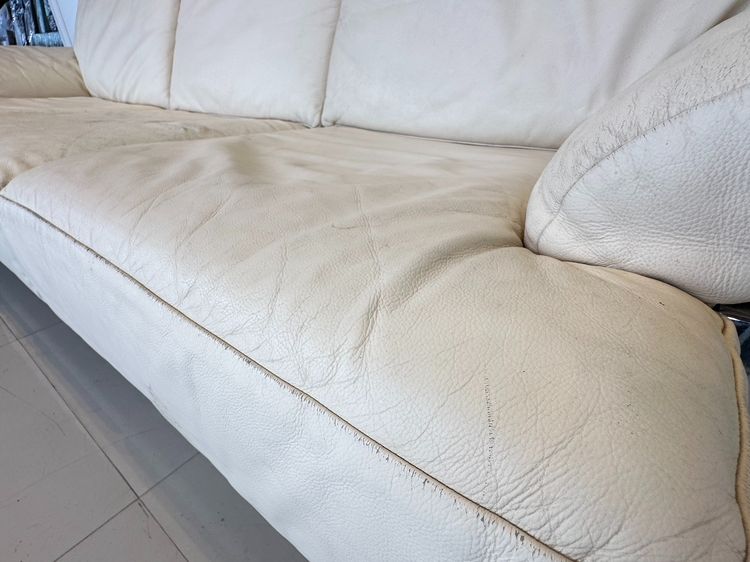 โซฟา 3 ที่นั่ง เบาะหนังแท้ผิวสัมผัส โครงขาเหล็กชุปโครมเมียม  รูปที่ 9