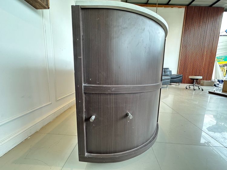 เคาน์เตอร์ 3 ช่องวางของ ท็อปหินอ่อนเทียมสีขาว โครงไม้ MDF สีน้ำตาล รูปที่ 14