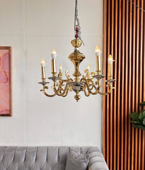 โคมไฟแขวน 6 ก้าน ทองเหลือง 