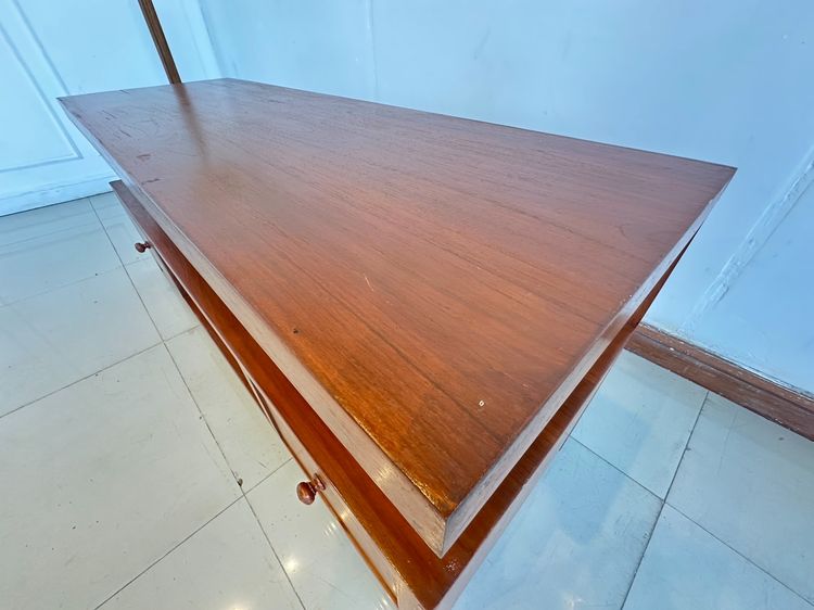 ตู้วางทีวีไม้สัก สไตล์วินเทจ 2 ลิ้นชัก 4 ช่องวางของ สีน้ำตาลแดง รูปที่ 7