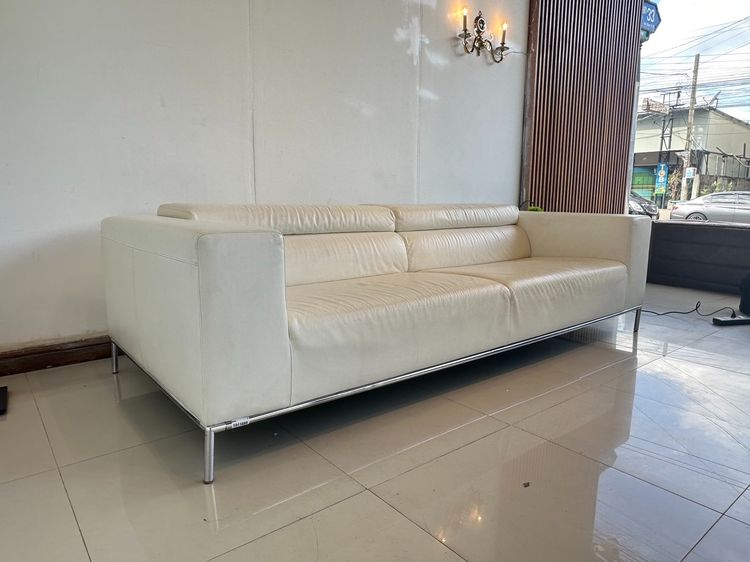 โซฟา 3 ที่นั่ง แบรนด์ PRIMAFIRA เบาะหนังแท้สีขาว  รูปที่ 3