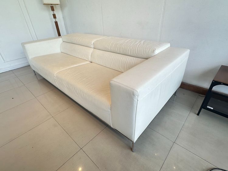 โซฟา 3 ที่นั่ง แบรนด์ PRIMAFIRA เบาะหนังแท้สีขาว  รูปที่ 4