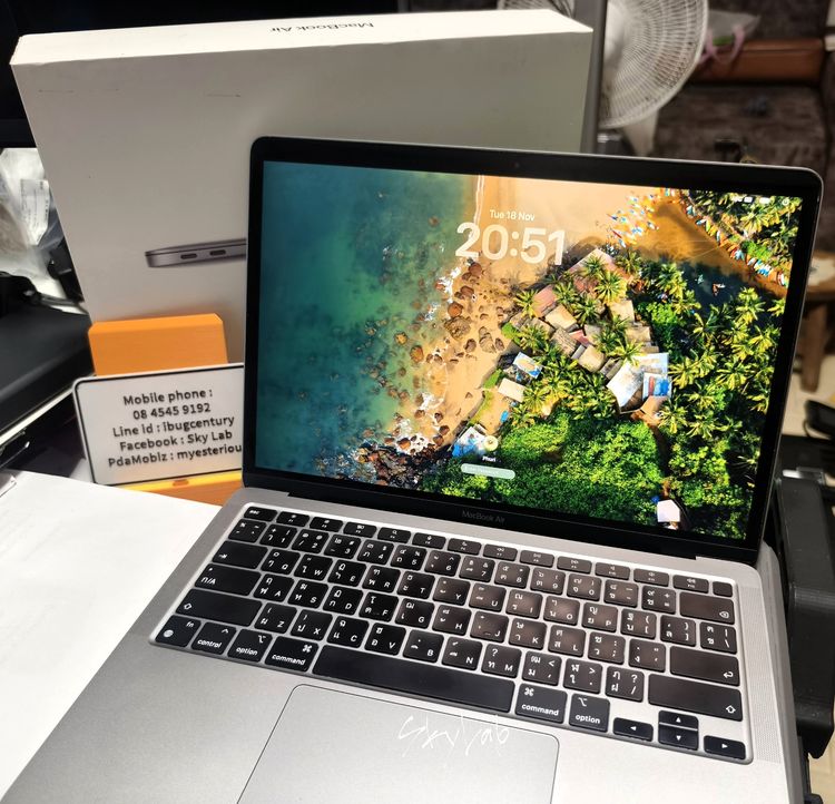 แลก-ขาย Macbook Air M1 2020 ram8 SSD 256g ยกกล่อง แบตดี ไม่ติด iCloud ผ่าน Shopee ได้