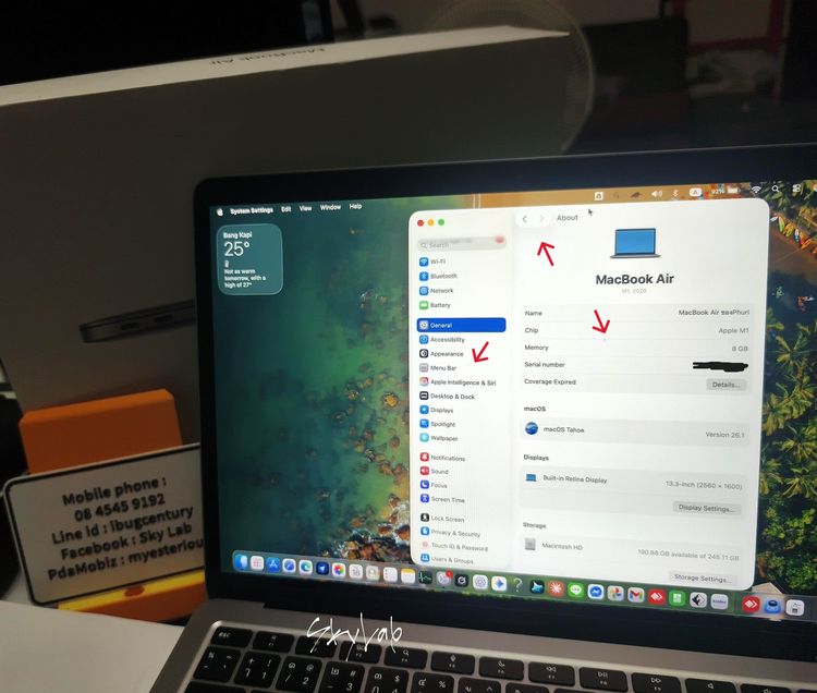 แลก-ขาย Macbook Air M1 2020 ram8 SSD 256g ยกกล่อง แบตดี ไม่ติด iCloud ผ่าน Shopee ได้ รูปที่ 4