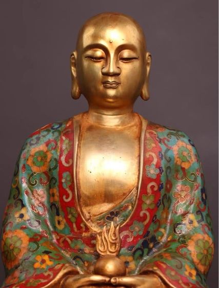 🕉️พระโพธิ์สัตว์กษิติครรภ์นั่ง (ถมปัด)โบราณ  รูปที่ 2