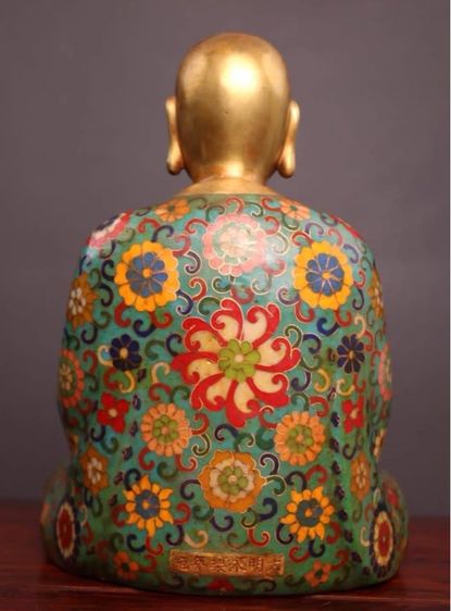 🕉️พระโพธิ์สัตว์กษิติครรภ์นั่ง (ถมปัด)โบราณ  รูปที่ 5