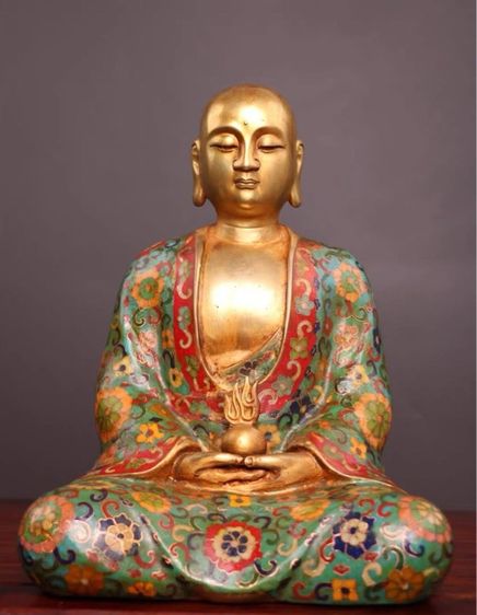 🕉️พระโพธิ์สัตว์กษิติครรภ์นั่ง (ถมปัด)โบราณ 