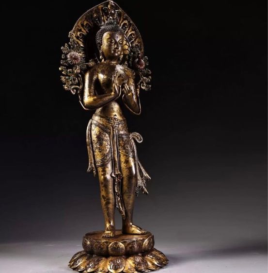 🕉️ พระพุทธรูปปางประทับยืนเนื้อสัมฤทธิ์ปิดทอง