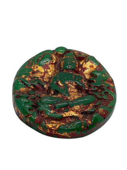 พระองค์จตุคาม โคตรเศรษฐี เนื้อหยก สีเขียวมรกต ลงรักปิดทอง รูปที่ 3