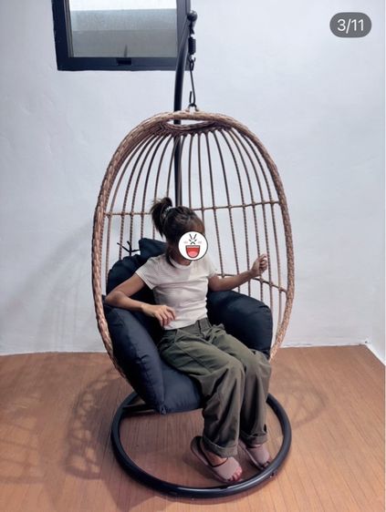 🔥 ชิงช้าหวายเทียม วัสดุดีแข็งแรงน่าใช้แนะนำเลยค่ะสภาพโดยรวมยังดีมากๆนั่งสบายมากค่ะ รูปที่ 3