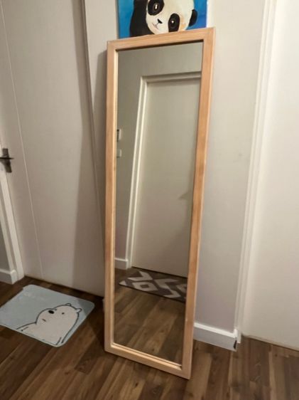 กระจกเต็มตัวกรอบไม้สนแบบมูจิมินิมอล รูปที่ 2