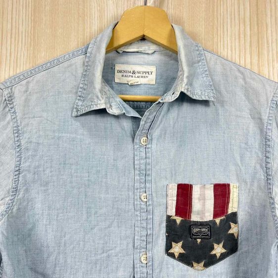 เสื้อยีนส์ DENIM SUPPLY by RALPH LAUREN กระเป๋าอกซ้าย แท้ 💯 size วัดจริงขนาด อก 19.5 ยาว 28 นิ้ว สภาพดีสีเฟดสวย ดีเทลสวย สีผ้าสวย รูปที่ 2