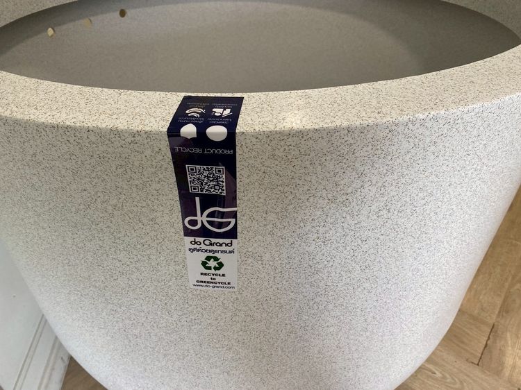 กระถาง do Grand ทรงชาญี่ปุ่น วัสดุโพลิเมอร์ ลายแกรนิต สีเทาอ่อน รูปที่ 5