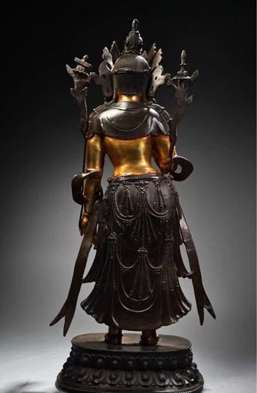 🕉️พระแม่ตาราเขียวและพระะอวโลกิเตศวร ที่ทำด้วยสัมฤทธิ์ปิดทองมีีพระพักตร์สง่างาม มีคราบสนิมหนาเป็นงานปรานีต  รูปที่ 3