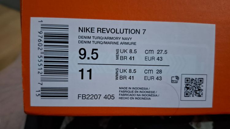 รองเท้าวิ่ง Nike Revolution 7 Unisex สีฟ้า มือหนึ่งสภาพใหม่ พร้อมกล่อง รูปที่ 9