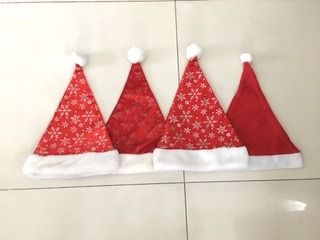 4 Christmas Santa Hats Red Comfort Xmas Hats New Year Festive Parties