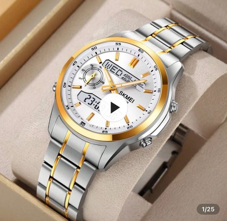 นาฬิกา Skmei digital analog 2 ระบบ สีเงินขอบทอง รูปที่ 2