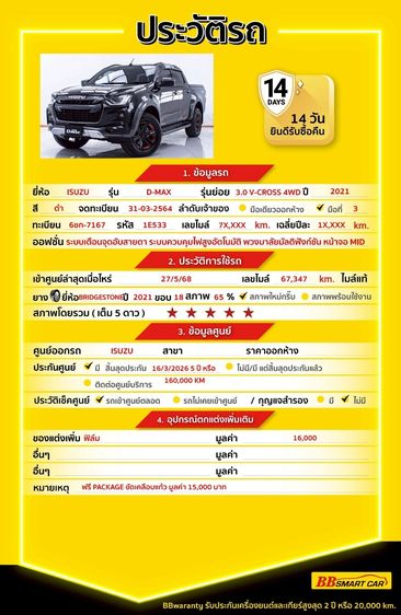 Isuzu D-MAX 2021 3.0 V-Cross Z Prestige 4WD Pickup ดีเซล ไม่ติดแก๊ส เกียร์ธรรมดา ดำ รูปที่ 2