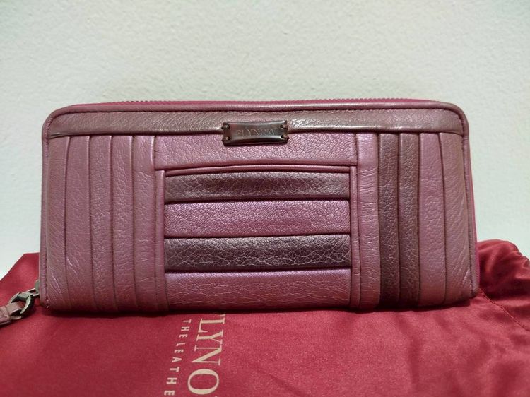หญิง ม่วง หนังแท้ อื่นๆ (ของแท้) กระเป๋าสตางค์หนังแกะ แบบยาว Flynow 
