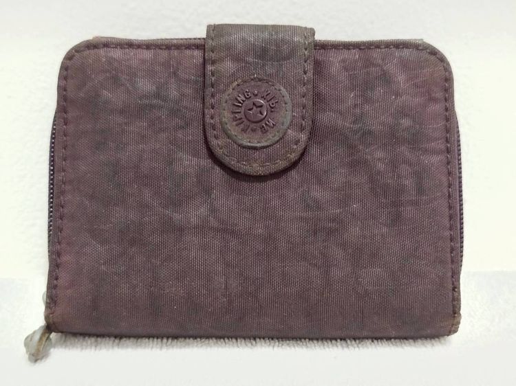(ของแท้) กระเป๋าสตางค์ KIPLING สีม่วงลาย.