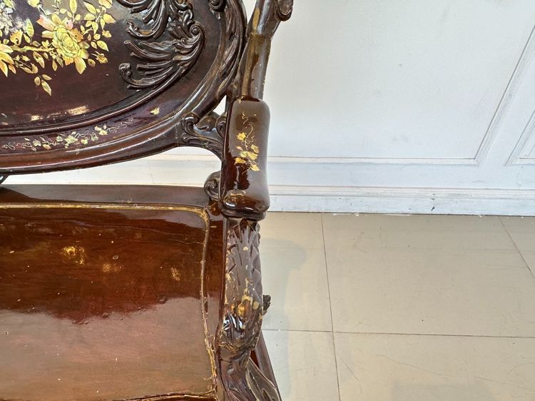 โซฟา 2 ที่นั่งสไตล์วินเทจ ไม้จริง โครงฝั่งมุขพิงหลังและโครงขาแกะสลัก รูปที่ 14