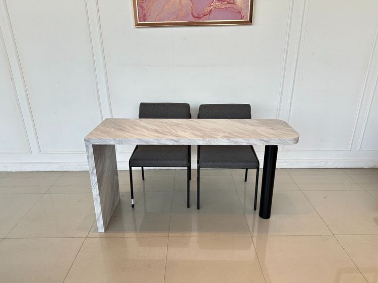 ชุดโต๊ะทานอาหาร 2 ที่นั่ง ท็อปไม้ MDF ปิดผิวลายหินอ่อนสีขาว รูปที่ 2