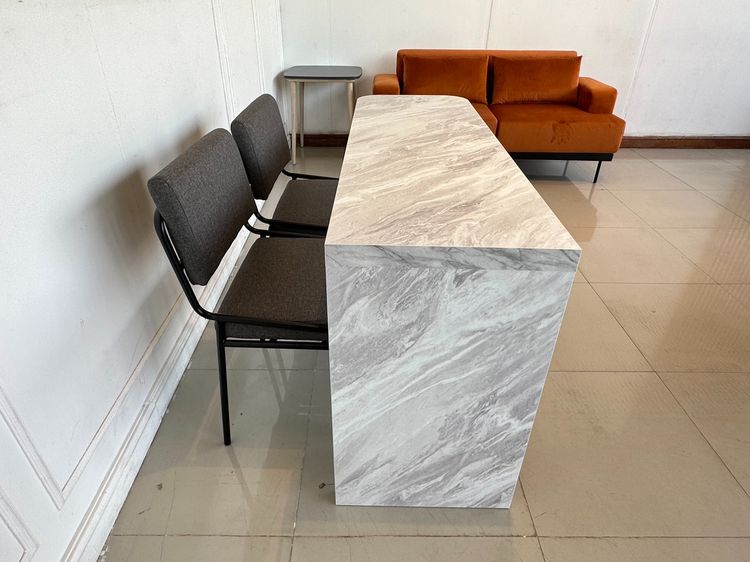 ชุดโต๊ะทานอาหาร 2 ที่นั่ง ท็อปไม้ MDF ปิดผิวลายหินอ่อนสีขาว รูปที่ 6