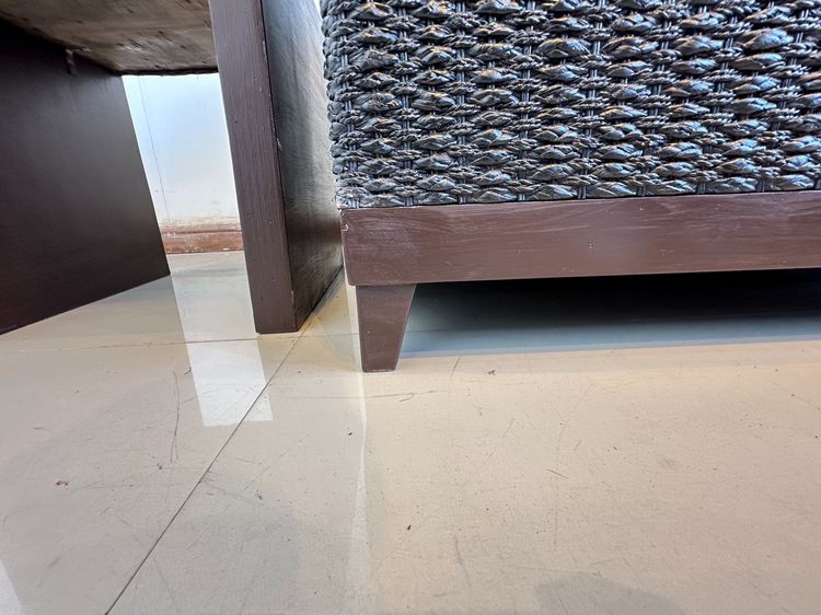 ชุดรับแขกผักตบ 4 ที่นั่ง โต๊ะกลางท็อปกระจกสีดำ พร้อมโต๊ะข้าง รูปที่ 10