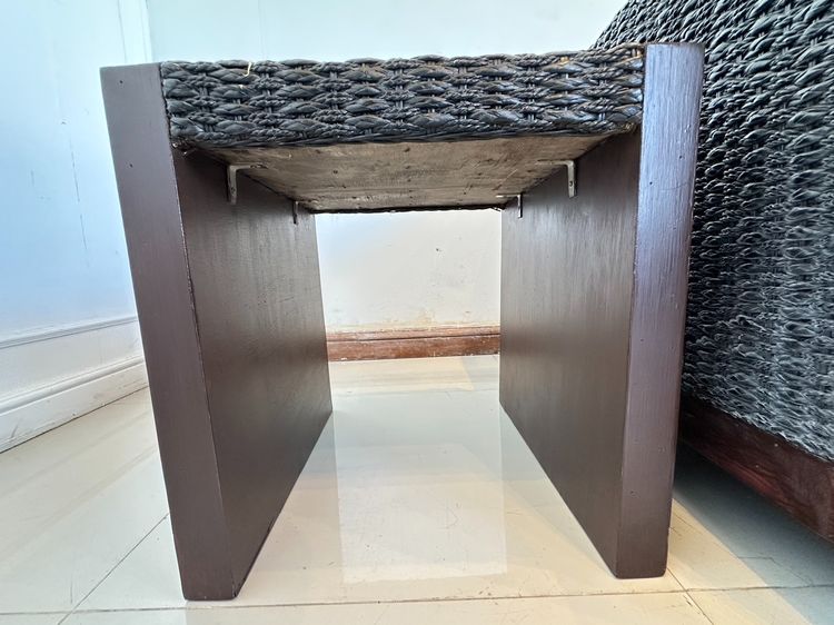 ชุดรับแขกผักตบ 4 ที่นั่ง โต๊ะกลางท็อปกระจกสีดำ พร้อมโต๊ะข้าง รูปที่ 13