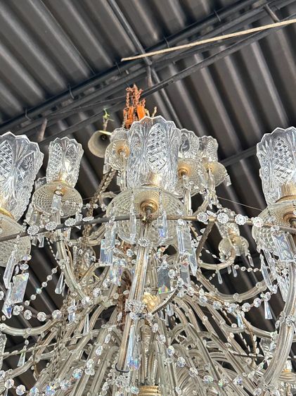 โคมไฟแชนเดอร์เลียร์ ประดับคริสตัลใส โครงเหล็ก (ตัวใหญ่) รูปที่ 10