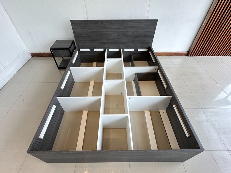 เตียง 5 ฟุต โครงไม้ MDF สีเทา แผ่นรองไม้ MDF 3 แผ่นสีขาว รูปที่ 16
