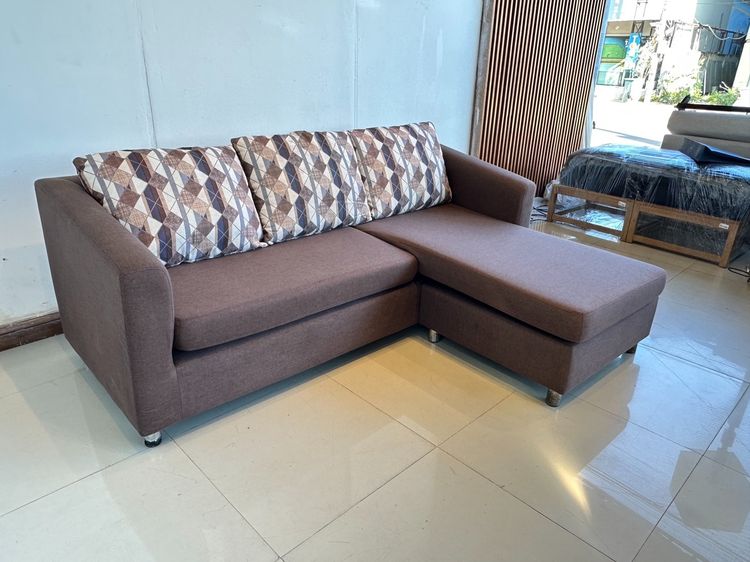 โซฟาแอล 3 ที่นั่ง เบาะผ้าสีน้ำตาล โครงขาเหล็ก แบรนด์ Free Form Furniture  รูปที่ 12