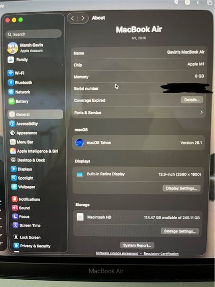 MacBook Air M1 13-inch 2020, Space Gray (8 GB RAM-256 GB SSD) รูปที่ 5